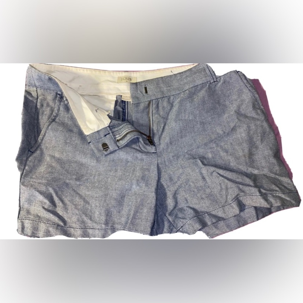 J Crew Chino Shorts Women's Size 6 Blue Hook & Eye 100% Cotton